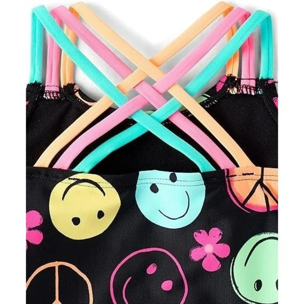 The Children's Place Baby Girls 2 Piece Tankini Swimsuit 12-18Month Black Doodle